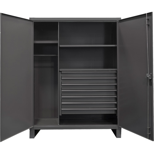 Extra Heavy-Duty Wardrobe Cabinet, Steel, 48" W x 24" D x 78" H, Grey GTA Hardware Inc