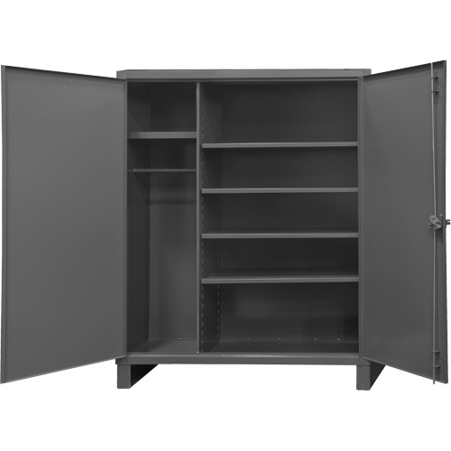 Extra Heavy-Duty Wardrobe Cabinet, Steel, 60" W x 24" D x 78" H, Grey GTA Hardware Inc