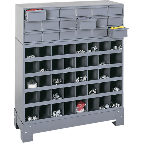 Modular Small Parts Storage Unit, Steel, 18 Drawers, 33-3/4" x 12-1/4" x 40-1/2", Grey GTA Hardware Inc