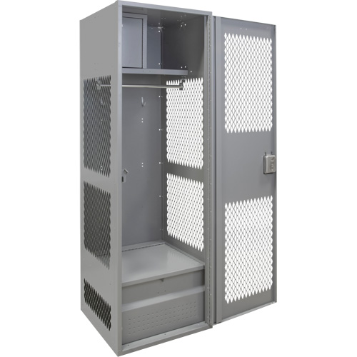 Gear Locker with Door, Steel, 24" W x 18" D x 72" H, Grey GTA Hardware Inc