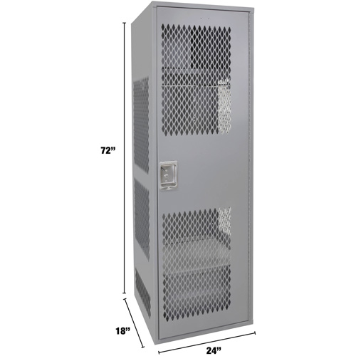 Gear Locker with Door, Steel, 24" W x 18" D x 72" H, Grey GTA Hardware Inc