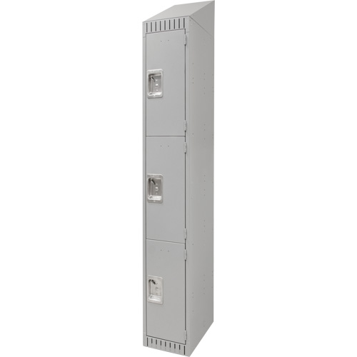 Lockers, 3 -tier, 12" x 18" x 82", Steel, Grey, Knocked Down GTA Hardware Inc