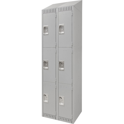 Lockers, 3 -tier, Bank of 2, 24" x 18" x 82", Steel, Grey, Knocked Down GTA Hardware Inc
