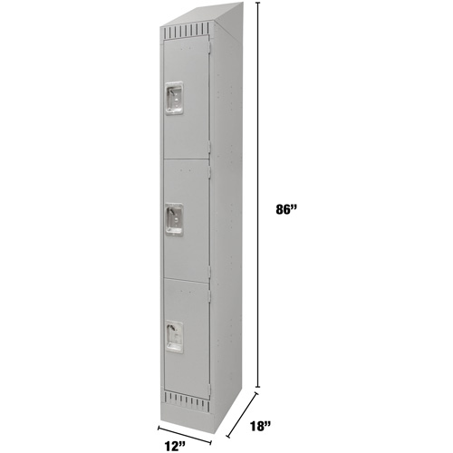 Casiers, 3 niveaux, 12" x 18" x 86", Acier, Gris, D&eacute;mont&eacute; GTA Hardware Inc