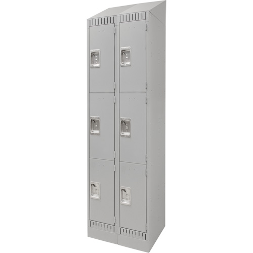 Lockers, 3 -tier, Bank of 2, 24" x 18" x 86", Steel, Grey, Knocked Down GTA Hardware Inc