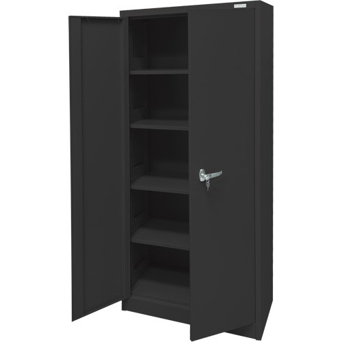 Storage Cabinet, Steel, 4 Shelves, 66" H x 30" W x 15" D, Black GTA Hardware Inc