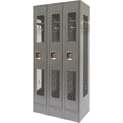 Casiers ventil&eacute;s, Bloc de 3, 36" x 18" x 78", Acier, Gris, D&eacute;mont&eacute;, Perfor&eacute; GTA Hardware Inc
