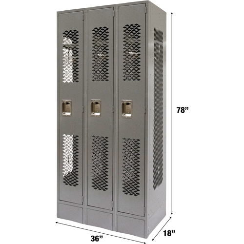 Casiers ventil&eacute;s, Bloc de 3, 36" x 18" x 78", Acier, Gris, D&eacute;mont&eacute;, Perfor&eacute; GTA Hardware Inc
