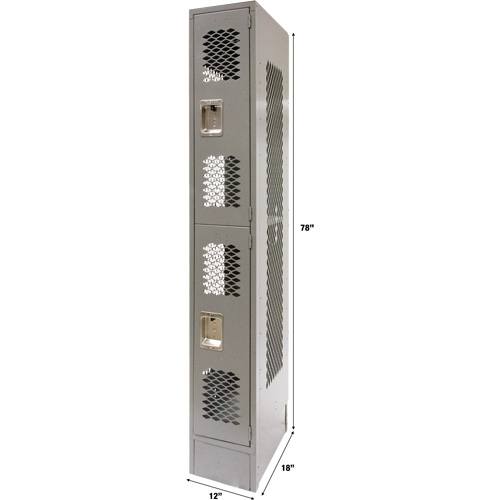 Casiers ventil&eacute;s, 2 niveaux, 12" x 18" x 78", Acier, Gris, D&eacute;mont&eacute;, Perfor&eacute; GTA Hardware Inc