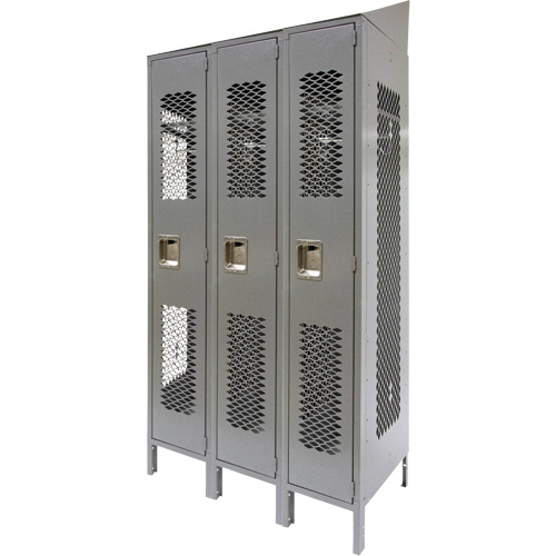 Casiers ventil&eacute;s, Bloc de 3, 36" x 18" x 88", Acier, Gris, D&eacute;mont&eacute;, Perfor&eacute; GTA Hardware Inc