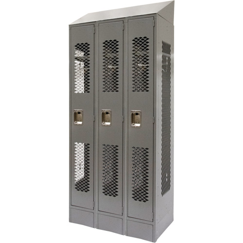 Casiers ventil&eacute;s, Bloc de 3, 36" x 18" x 88", Acier, Gris, D&eacute;mont&eacute;, Perfor&eacute; GTA Hardware Inc