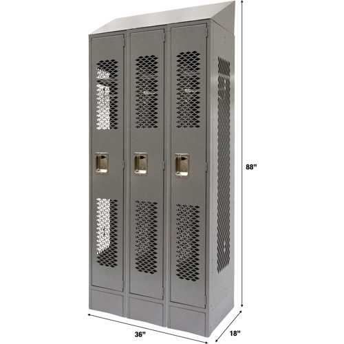 Casiers ventil&eacute;s, Bloc de 3, 36" x 18" x 88", Acier, Gris, D&eacute;mont&eacute;, Perfor&eacute; GTA Hardware Inc