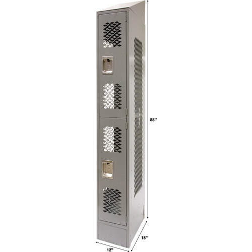 Casiers ventil&eacute;s, 2 niveaux, 12" x 18" x 88", Acier, Gris, D&eacute;mont&eacute;, Perfor&eacute; GTA Hardware Inc