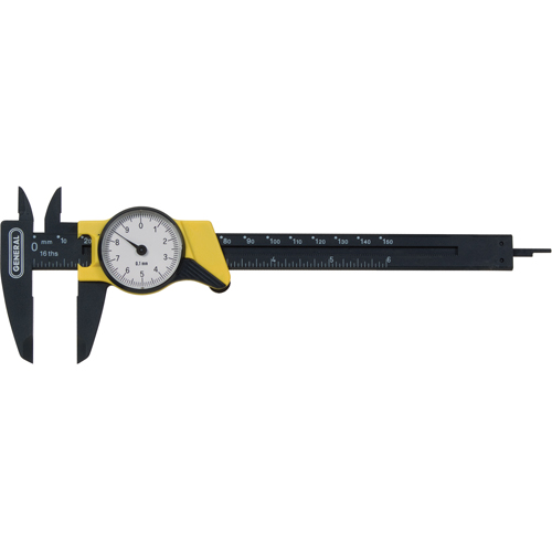 Metric Dial Caliper, 0.001 mm Resolution, 150 mm Range GTA Hardware Inc