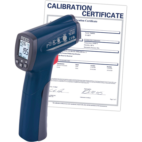 Thermom&egrave;tre &agrave; infrarouge avec certificat de calibration, -25,6°- 752° F ( -32° - 400° C ), 12:1, &eacute;missivit&eacute; Ajustable GTA Hardware Inc