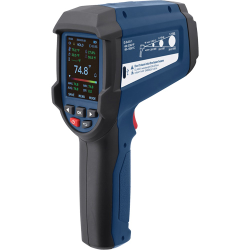 Professional Infrared Thermometer with Integrated Type K Thermocouple, -58 - 3362°F (-50 - 1850°C), 55:1, Adjustable Emmissivity GTA Hardware Inc