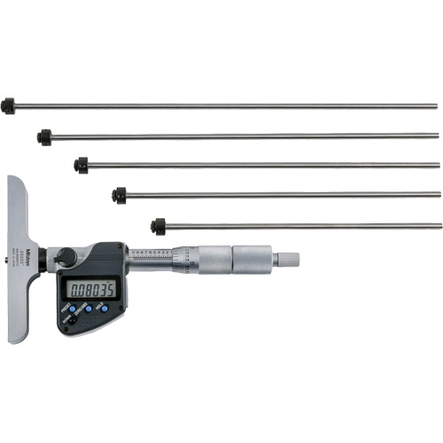 Microm&egrave;tre de profondeur num&eacute;rique avec tiges interchangeables, 0" - 12" (0 mm - 304.8 mm) gamme de mesure, R&eacute;solution de 0,00005" (0,001 mm) GTA Hardware Inc