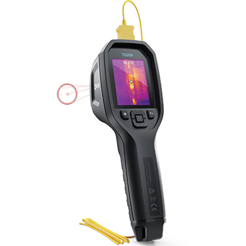 24:1 Spot IR Thermal Imaging Camera with Bullseye Laser & Type K Thermocouple, 160 x 120 pixels, -10° - 45°C (14° - 113°F), 70 mK GTA Hardware Inc