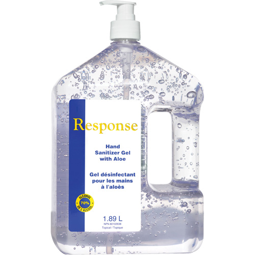 Response&reg; Hand Sanitizer Gel with Aloe, 1890 ml, Pump Bottle, 70% Alcohol GTA Hardware Inc