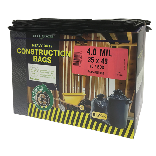 Sacs pour d&eacute;chets pour entrepreneurs, Fort, 35" la x 48" lo, 4 mils, Noir, Capacit&eacute; 166,55 L (44 gal.) GTA Hardware Inc