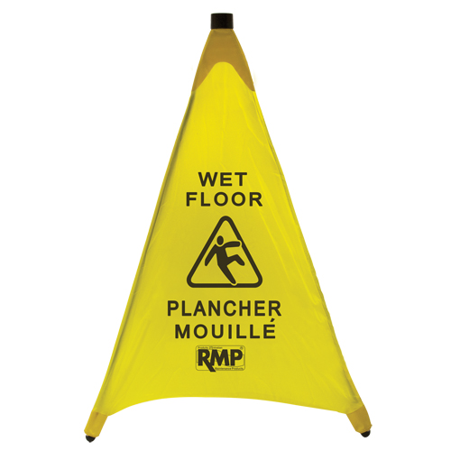 C&ocirc;ne de s&eacute;curit&eacute; &agrave; d&eacute;ploiement pour plancher mouill&eacute;, Bilingue avec pictogramme GTA Hardware Inc