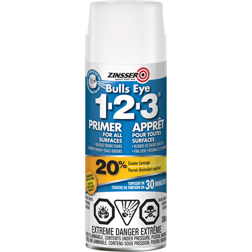 Bulls Eye 1-2-3&reg; Water-Base Primer, Aerosol Can, White GTA Hardware Inc