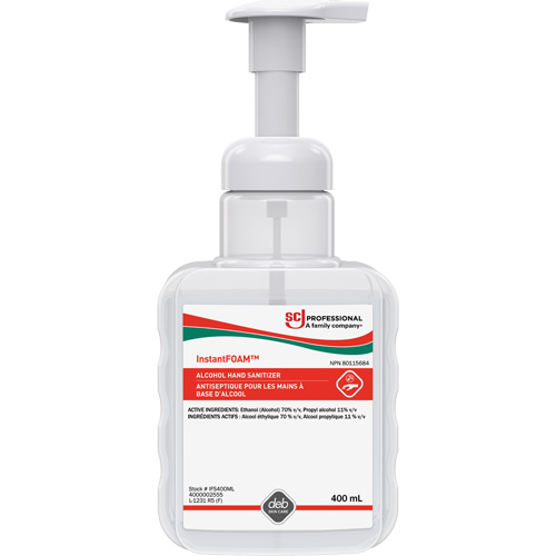 D&eacute;sinfectant pour les mains Instantfoam, 400 ml, Bouteille &agrave; pompe, 70 % alcool GTA Hardware Inc