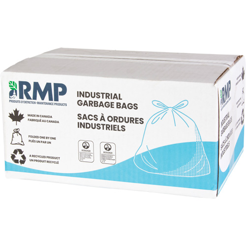Sacs &agrave; d&eacute;chets de calibre industriel, Fort, 26" la x 36" lo, 0,9 mils, Transparent, Capacit&eacute; 45 L (12 gal.) GTA Hardware Inc