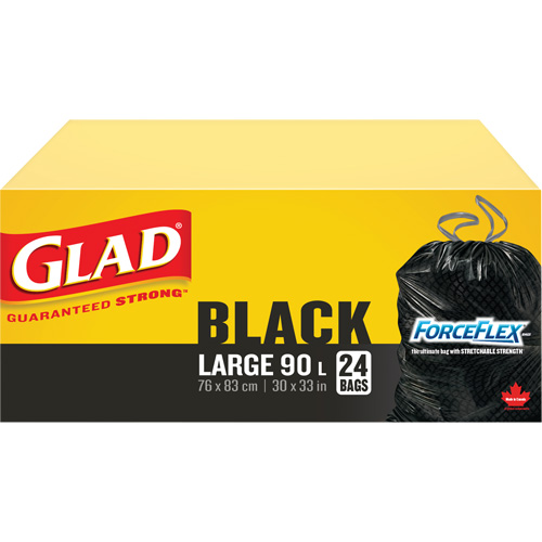 90L Garbage Bags, Regular, 30" W x 33" L, Black GTA Hardware Inc