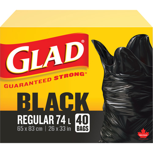 Sacs &agrave; ordures 74 L, R&eacute;gulier, 26" la x 33" lo, Noir GTA Hardware Inc