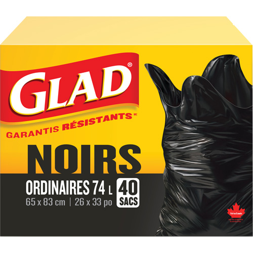 Sacs &agrave; ordures 74 L, R&eacute;gulier, 26" la x 33" lo, Noir GTA Hardware Inc