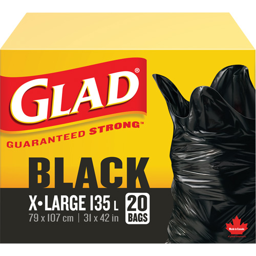 Sacs &agrave; ordures 135 L, R&eacute;gulier, 31" la x 42" lo, Noir GTA Hardware Inc