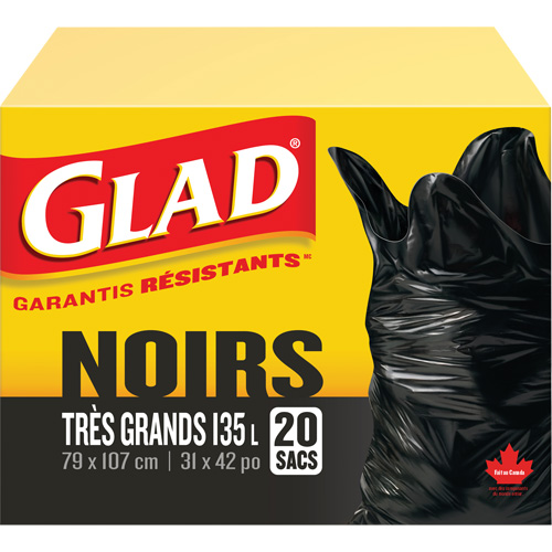 Sacs &agrave; ordures 135 L, R&eacute;gulier, 31" la x 42" lo, Noir GTA Hardware Inc