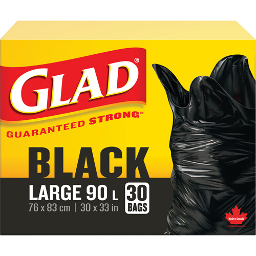 90L Garbage Bags, Regular, 30" W x 33" L, Black GTA Hardware Inc