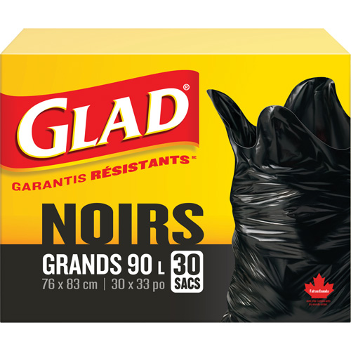 90L Garbage Bags, Regular, 30" W x 33" L, Black GTA Hardware Inc