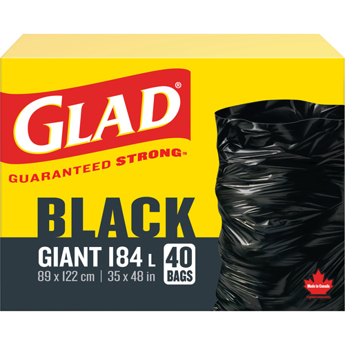 Sacs &agrave; ordures 184 L, R&eacute;gulier, 35" la x 48" lo, Noir GTA Hardware Inc