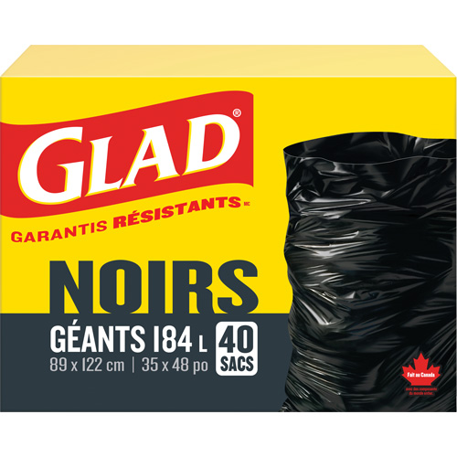 Sacs &agrave; ordures 184 L, R&eacute;gulier, 35" la x 48" lo, Noir GTA Hardware Inc