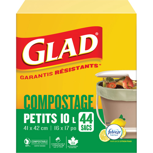 Small Compostable Bags, Regular, 17" L x 16" W, Brown, 10 L (3 Gal.) Capacity GTA Hardware Inc