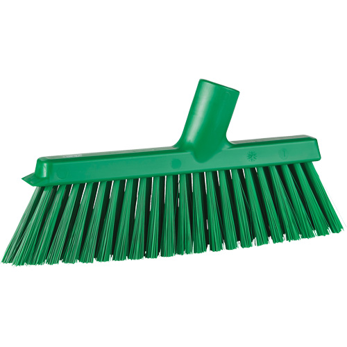 Dustpan Broom with Angled Thread, Medium Bristles, 10", Polyester, Green GTA Hardware Inc