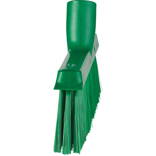 Dustpan Broom with Angled Thread, Medium Bristles, 10", Polyester, Green GTA Hardware Inc