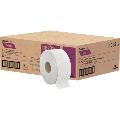 Papier toilette Pro Select, Rouleau G&eacute;ant, 2 Pli, Longueur 750', Blanc GTA Hardware Inc