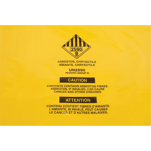 Doublures pour d&eacute;chets dangereux, Amiante, 40" lo x 26" la, 3 mils GTA Hardware Inc