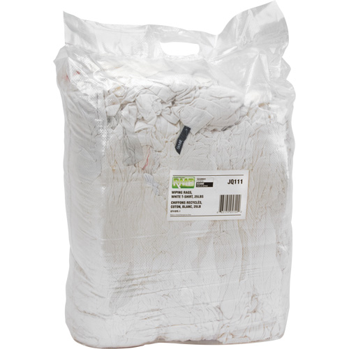 Chiffons fabriqu&eacute;s &agrave; partir de mat&eacute;riaux recycl&eacute;s, Coton, Blanc, 25 lb GTA Hardware Inc