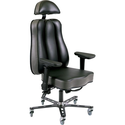 Chaise ergonomique 24 h Synergo II, Vinyle, Noir/gris, Capacit&eacute; 350 lb GTA Hardware Inc