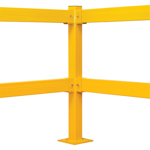 Poteau de coin pour garde-corps l&eacute;gers, Acier, 42" h, Jaune s&eacute;curit&eacute; OSHA GTA Hardware Inc