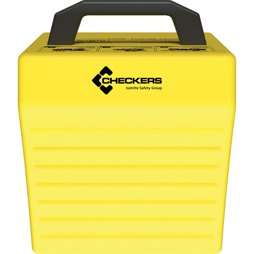 Cale de roue ultra-robuste pour l'exploitation mini&egrave;re Checkers Safety sans support, PEHD, Jaune, 14-1/2" la x 17-1/2" p x 16" h GTA Hardware Inc