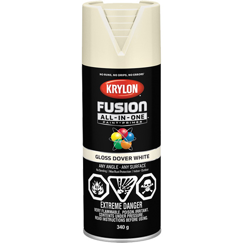 Peinture &agrave; pulv&eacute;riser tout en un Fusion, Blanc Dover, Brillant, 12 oz, Canette a&eacute;rosol GTA Hardware Inc