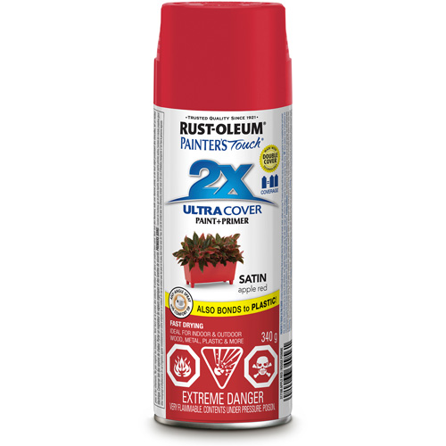 Painter's Touch&reg; Ultra Cover Paint, Apple Red, Satin, Aerosol Can GTA Hardware Inc