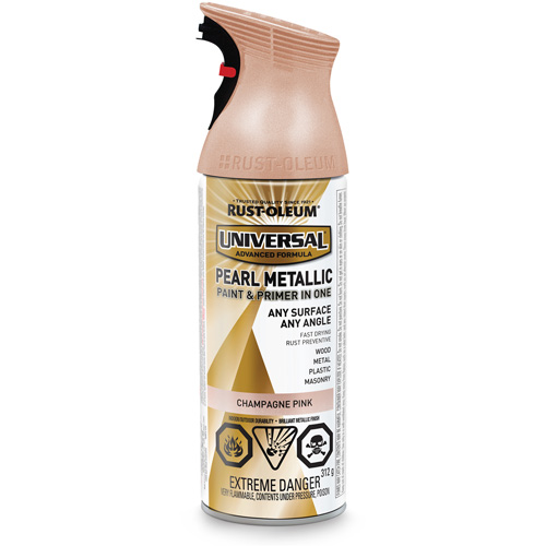 Couche de fond et rev&ecirc;tement perl&eacute; &agrave; vaporiser Universal, Rose champagne, M&eacute;tallique, Canette a&eacute;rosol GTA Hardware Inc
