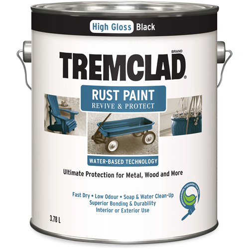 Tremclad&reg; Water-Based Rust Paint, 3.78 L, Gallon, Black GTA Hardware Inc